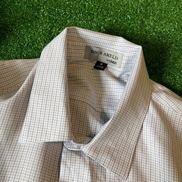 Doc & Amelia by Cintas Long Sleeve Button Down Blue Grey Plaid Shirt Size M - Picture 7 of 11